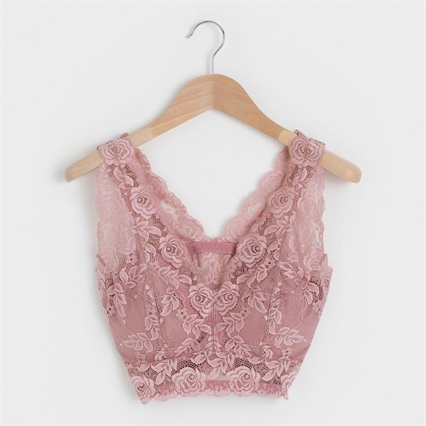 Koronkowy biustonosz w kolorze różu - XL